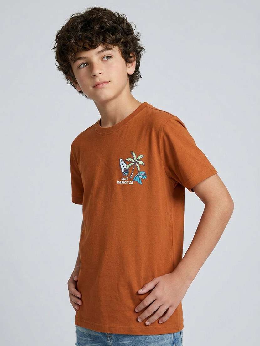Boys Printed Short Sleeves Regular Fit T-shirt - 22555883 -  Standard Image - 2