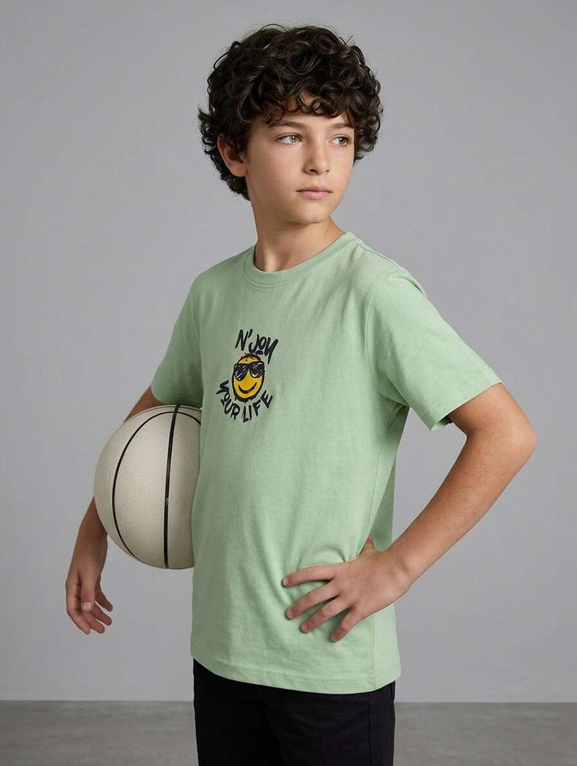 Boys Printed Short Sleeves Regular Fit T-shirt - 22555884 -  Standard Image - 2