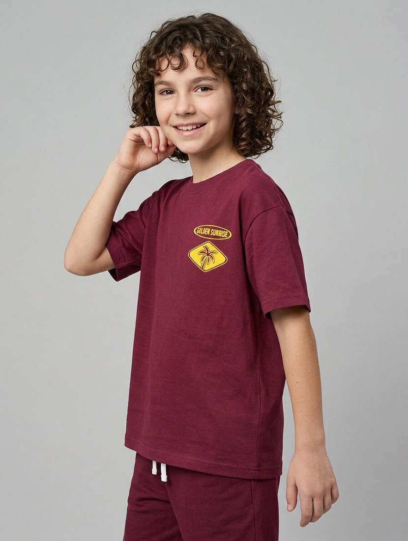 Boys Printed Short Sleeves Regular Fit T-shirt - 22555888 -  Standard Image - 2