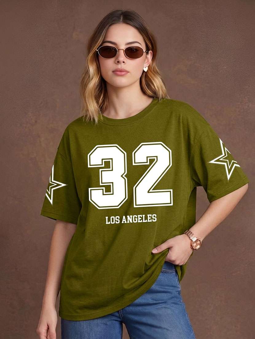 women printed short sleeves oversized t-shirt