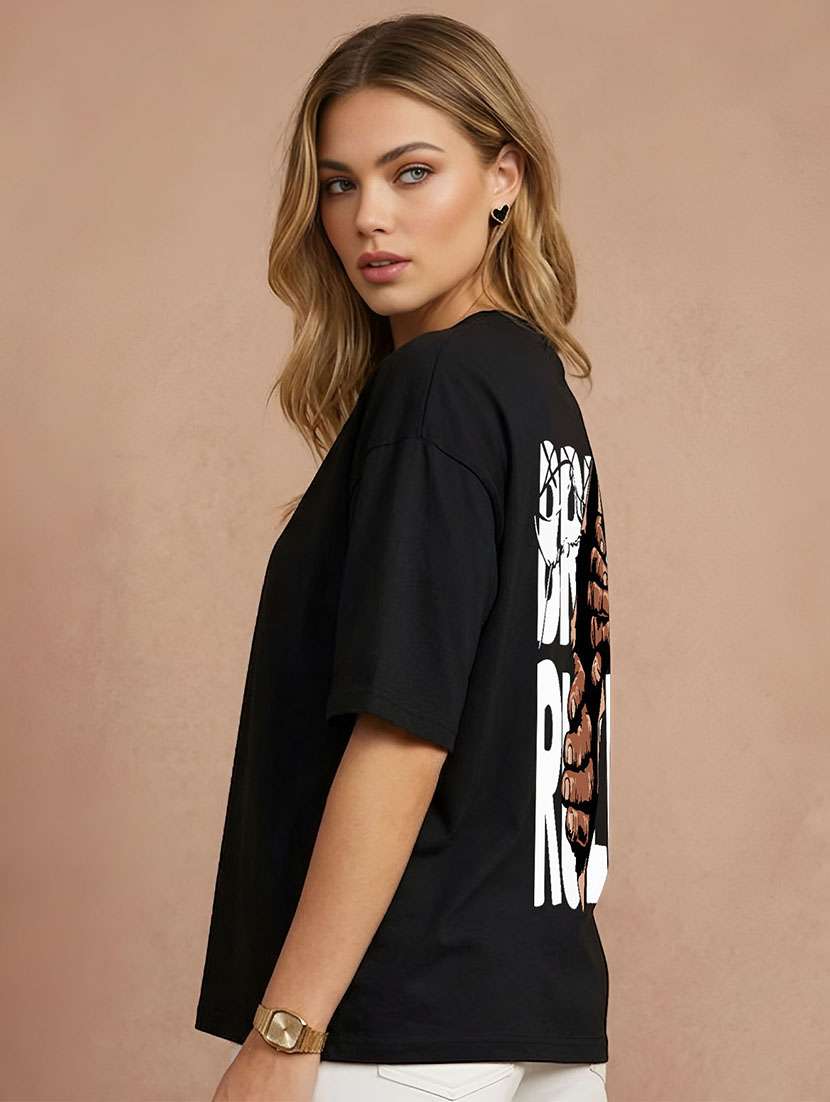 women printed short sleeves oversized t-shirt - 22556319 -  Standard Image - 2