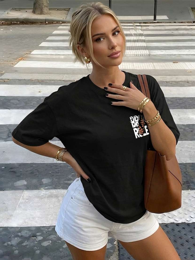 women printed short sleeves oversized t-shirt - 22556366 -  Standard Image - 2