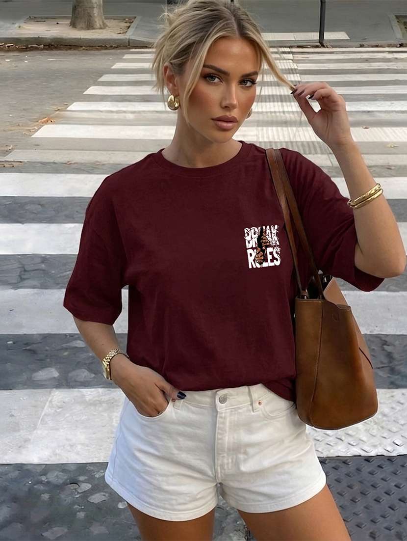 women printed short sleeves oversized t-shirt - 22556370 -  Standard Image - 2