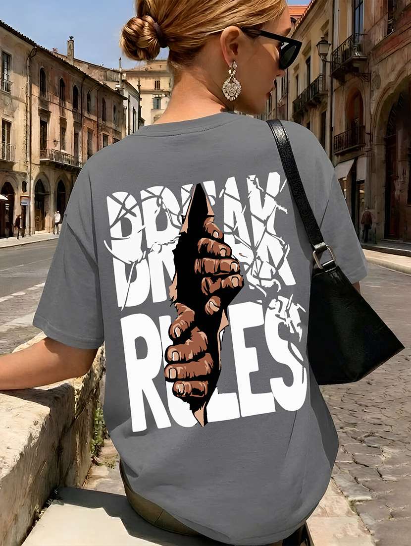women printed short sleeves oversized t-shirt