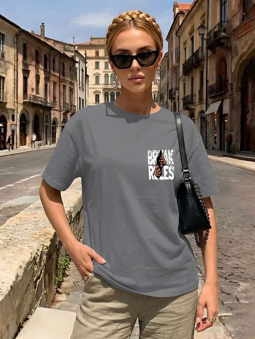 women printed short sleeves oversized t-shirt - 22556371 -  Standard Image - 2
