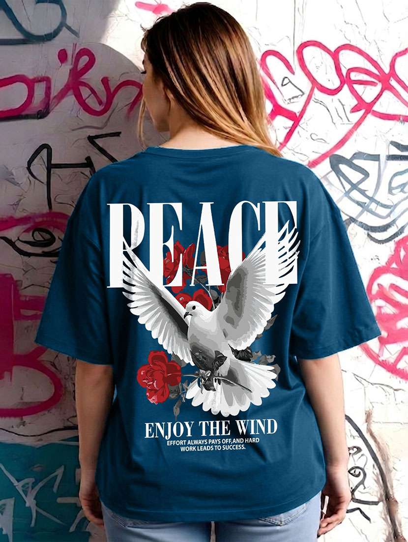 women printed short sleeves oversized t-shirt