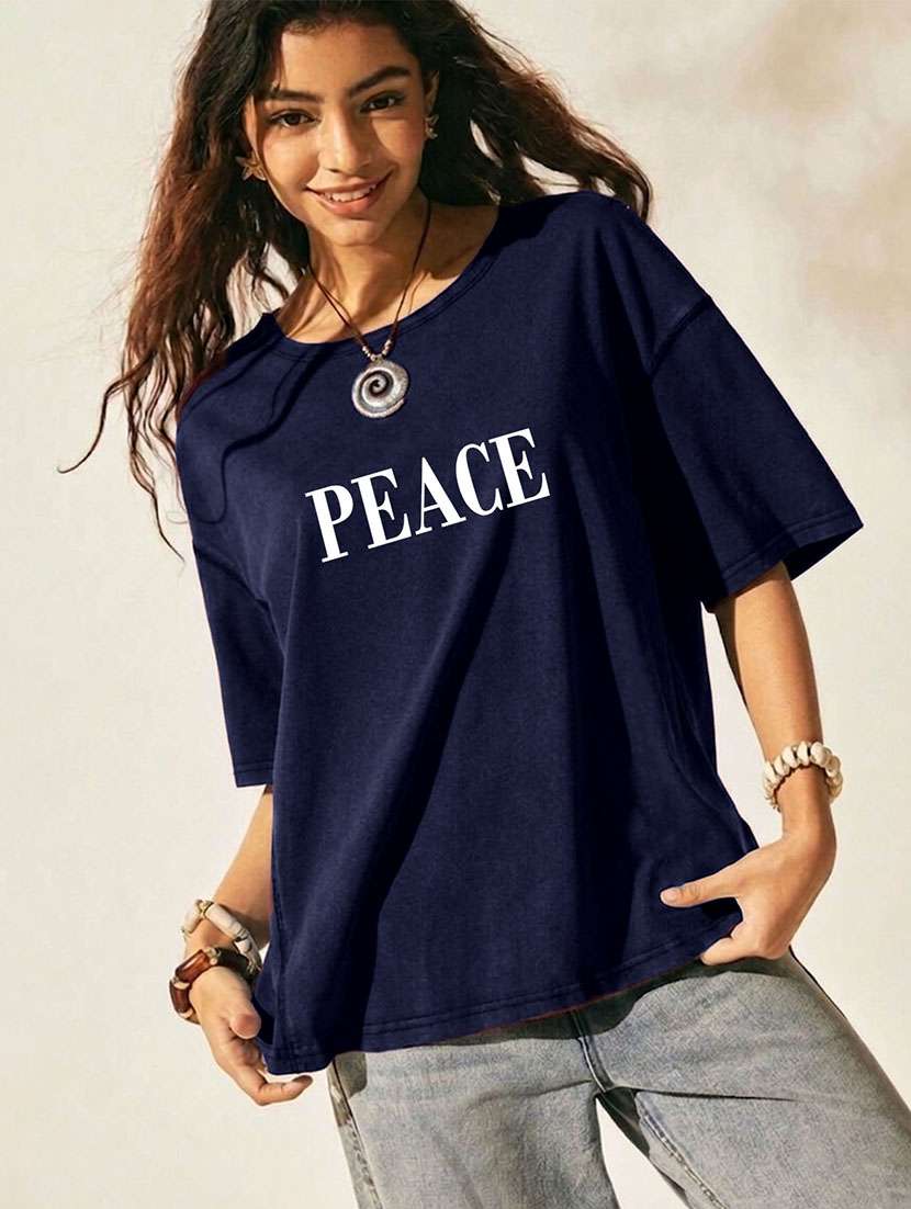 women printed short sleeves oversized t-shirt - 22556403 -  Standard Image - 2