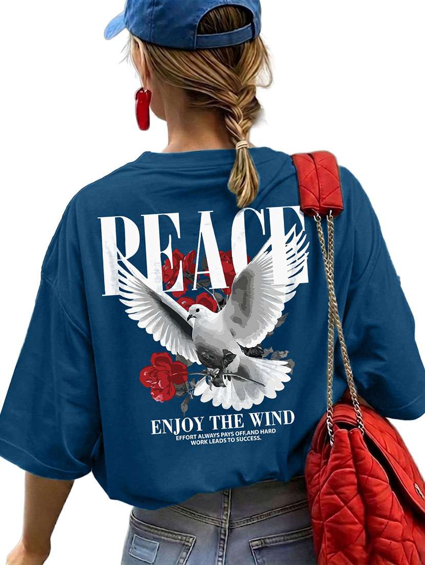 women printed short sleeves oversized t-shirt - 22556405 -  Standard Image - 2