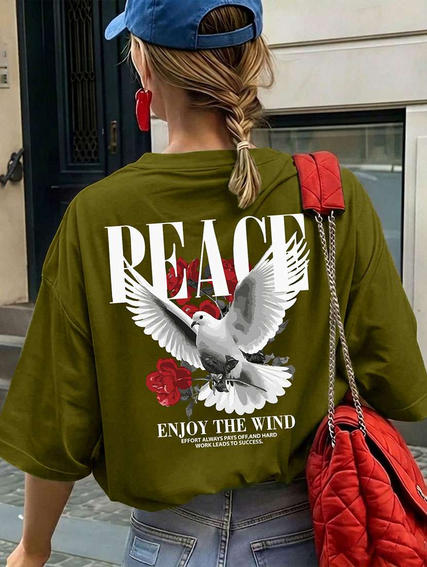 women printed short sleeves oversized t-shirt