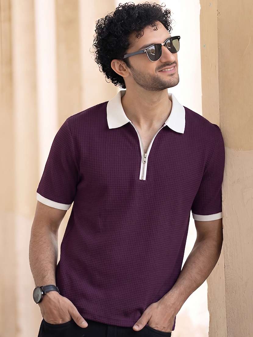 men textured short sleeve regular fit polo t-shirt - 22556788 -  Standard Image - 2
