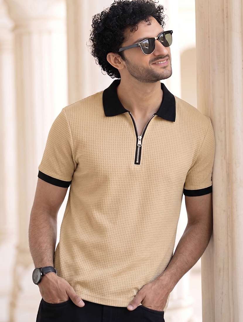 men textured short sleeve regular fit polo t-shirt - 22556790 -  Standard Image - 2