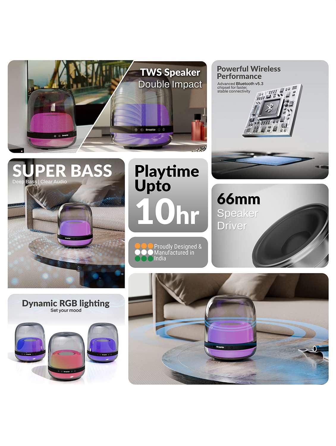 snapup groove blast premium bluetooth speaker (electric black) - 22557006 -  Standard Image - 2