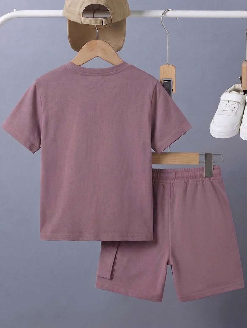 boys printed round neck t-shirt and shorts set - 22557052 -  Standard Image - 2