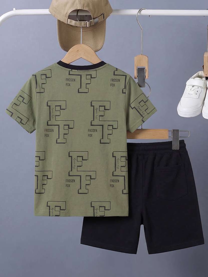 boys printed round neck t-shirt and shorts set - 22557053 -  Standard Image - 2