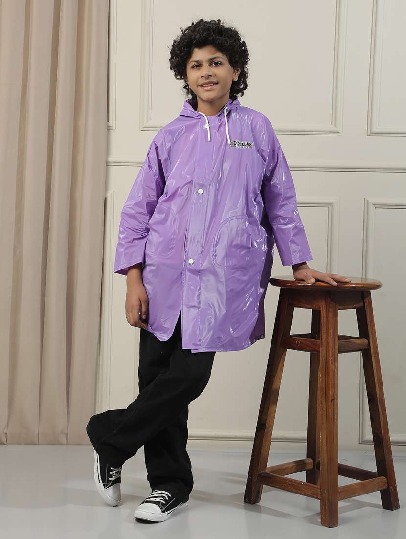 kids solid long sleeves raincoat