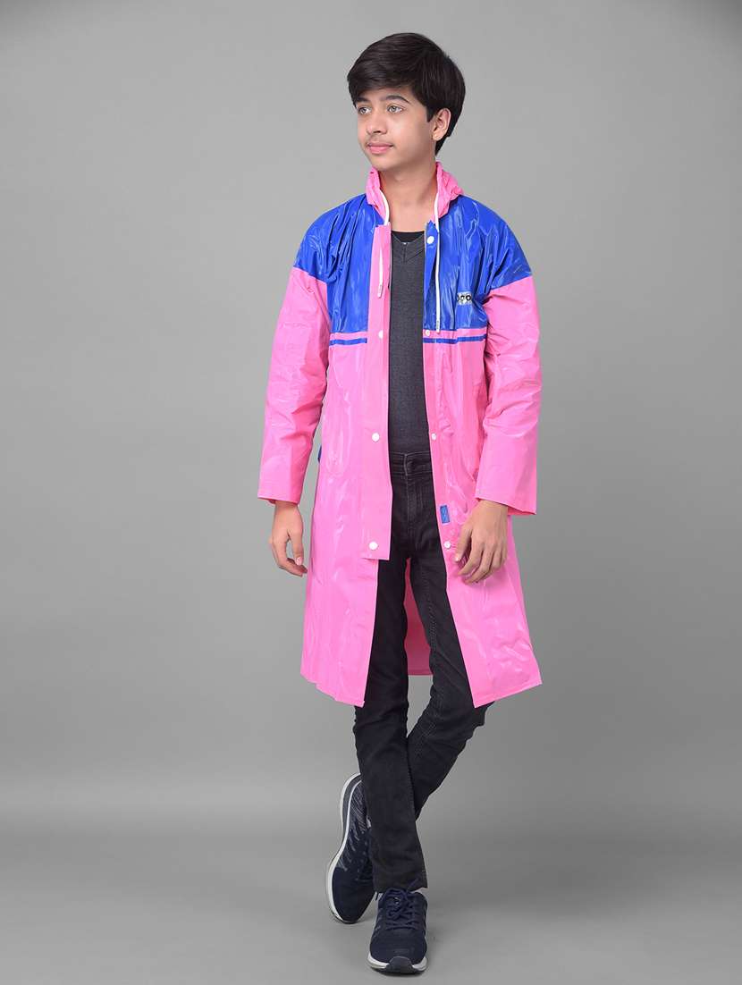 kids colourblocked long sleeves raincoat