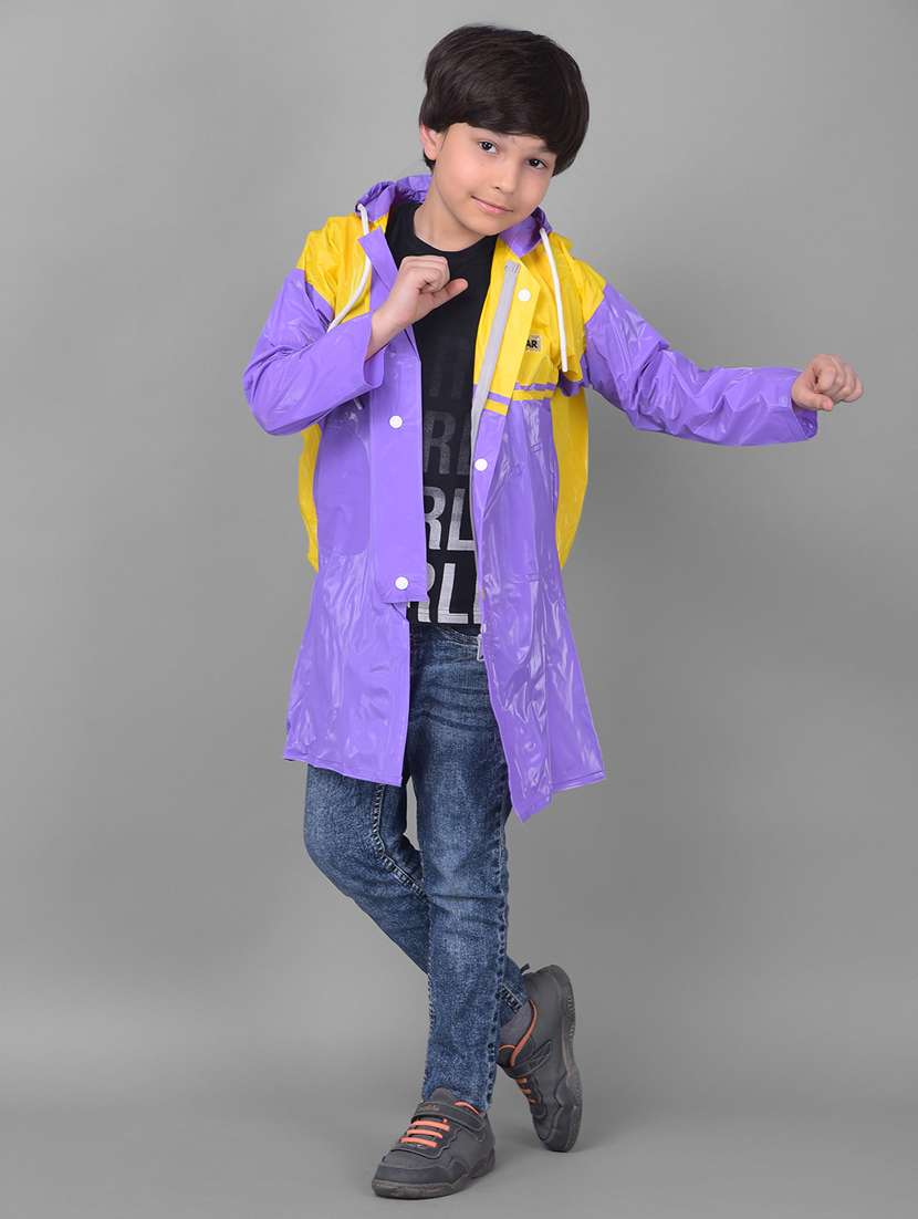 kids colourblocked long sleeves raincoat