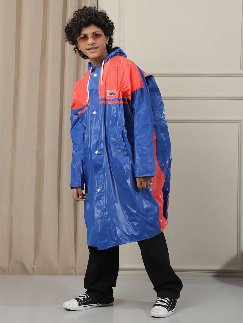 kids colourblocked long sleeves raincoat