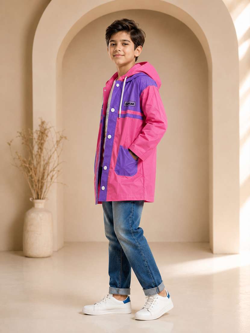 kids colourblocked long sleeves raincoat - 22557160 -  Standard Image - 2