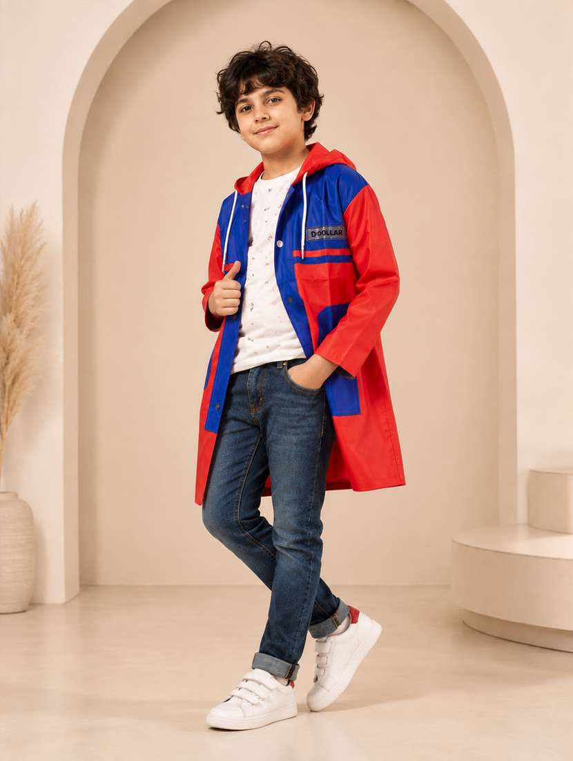 kids colourblocked long sleeves raincoat - 22557161 -  Standard Image - 2