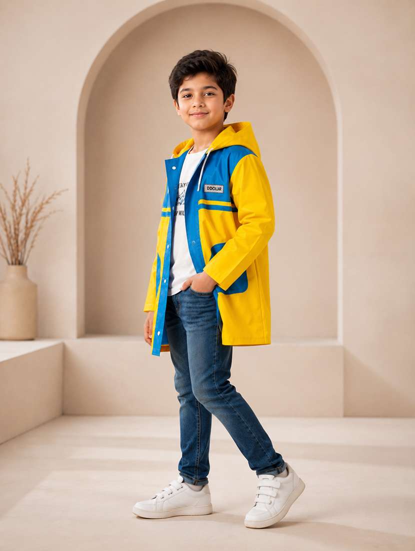 kids colourblocked long sleeves raincoat - 22557162 -  Standard Image - 2