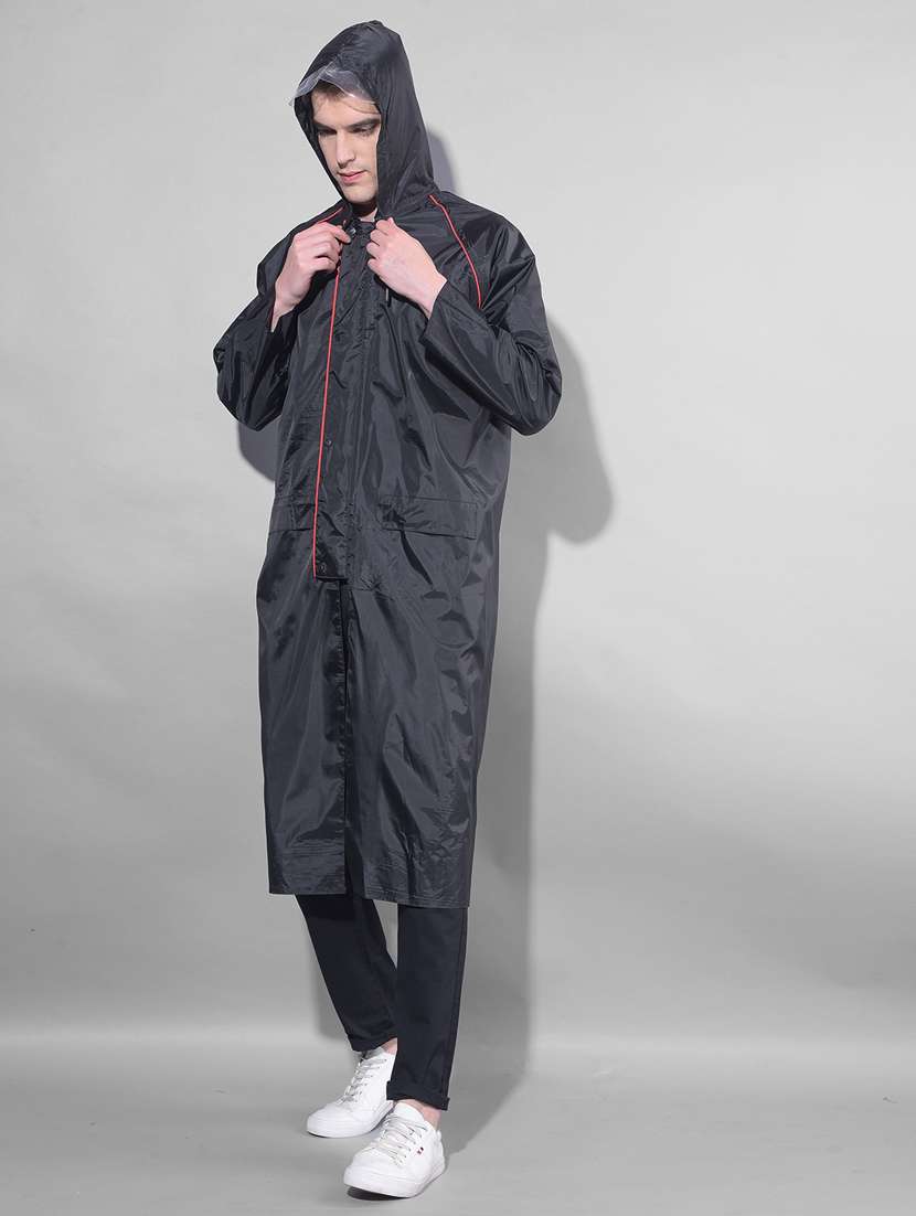 men solid long sleeve hooded raincoat - 22557298 -  Standard Image - 2