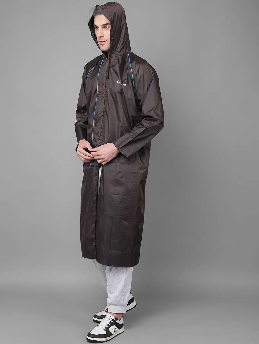men solid long sleeve hooded raincoat - 22557299 -  Standard Image - 2