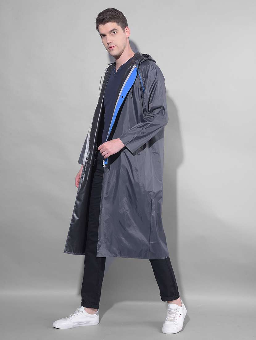 men solid long sleeve hooded raincoat - 22557300 -  Standard Image - 2