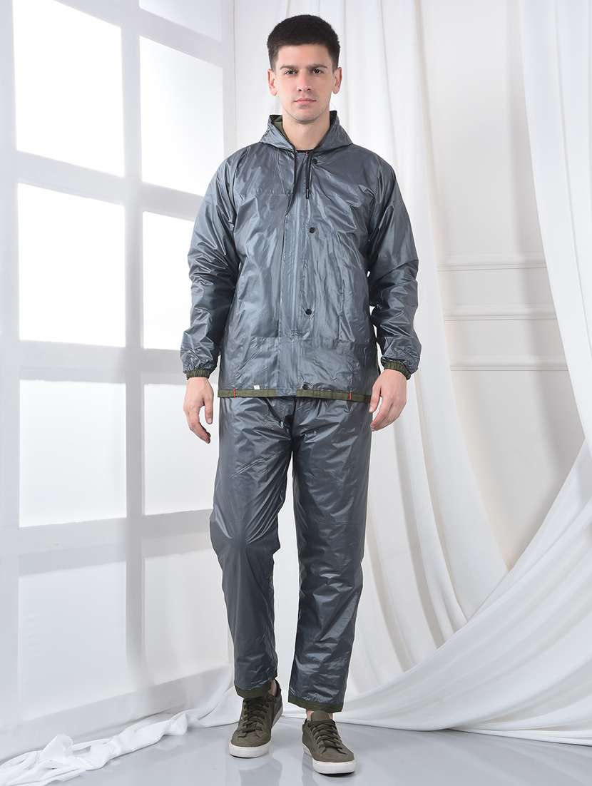 Men Solid Long Sleeve Reversible Rain Suit Set - 22557415 -  Standard Image - 2
