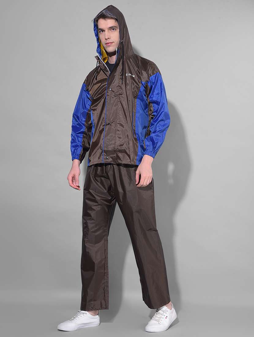 men color block long sleeve hooded rain suit set - 22557560 -  Standard Image - 2