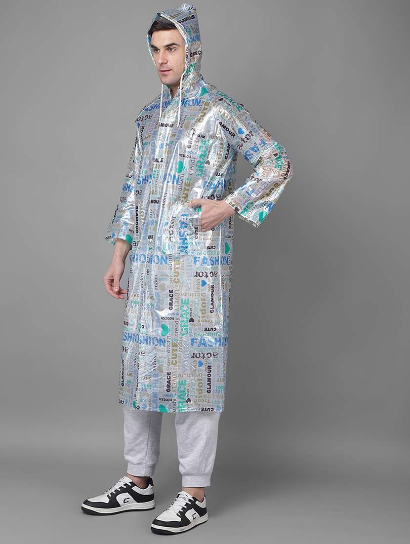 men typographic long sleeve hooded raincoat - 22557632 -  Standard Image - 2