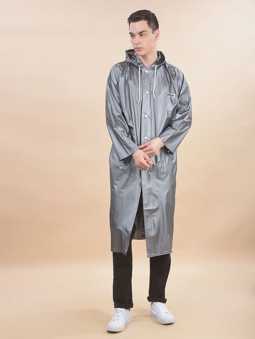 men solid long sleeve hooded raincoat - 22557640 -  Standard Image - 2