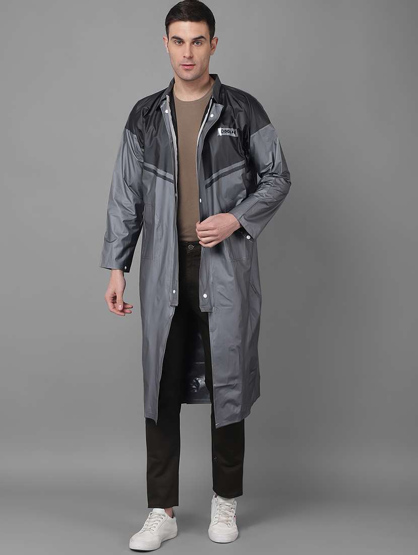 men color block long sleeve raincoat