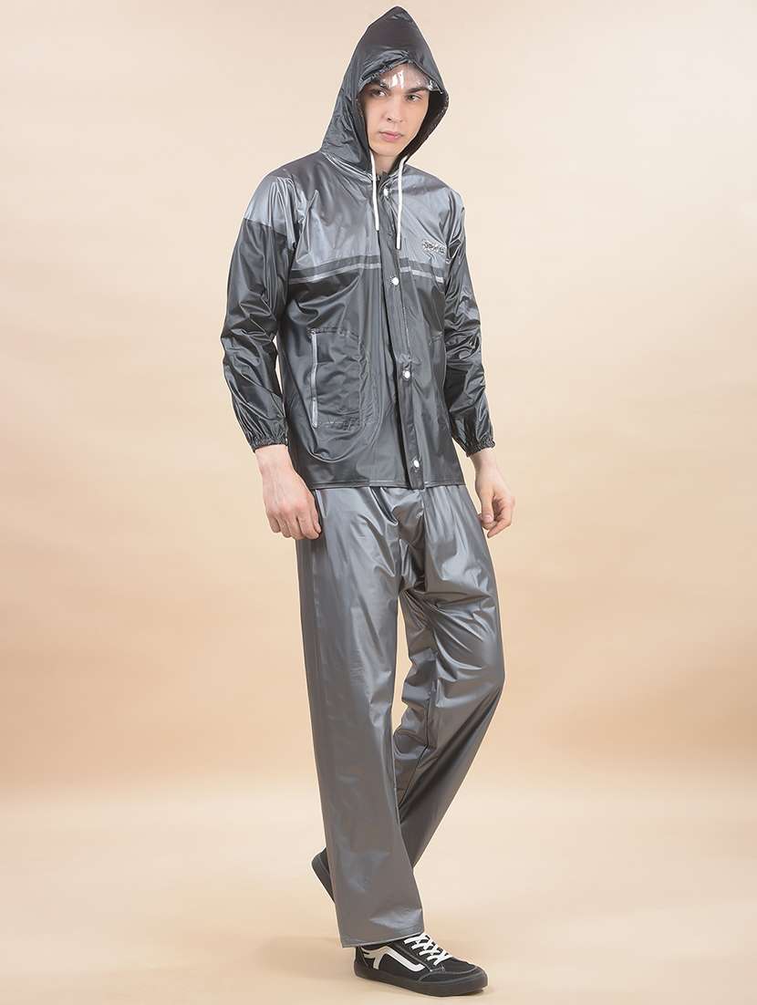 Men Color Block Long Sleeve Hooded Rain Suit Set - 22557673 -  Standard Image - 2