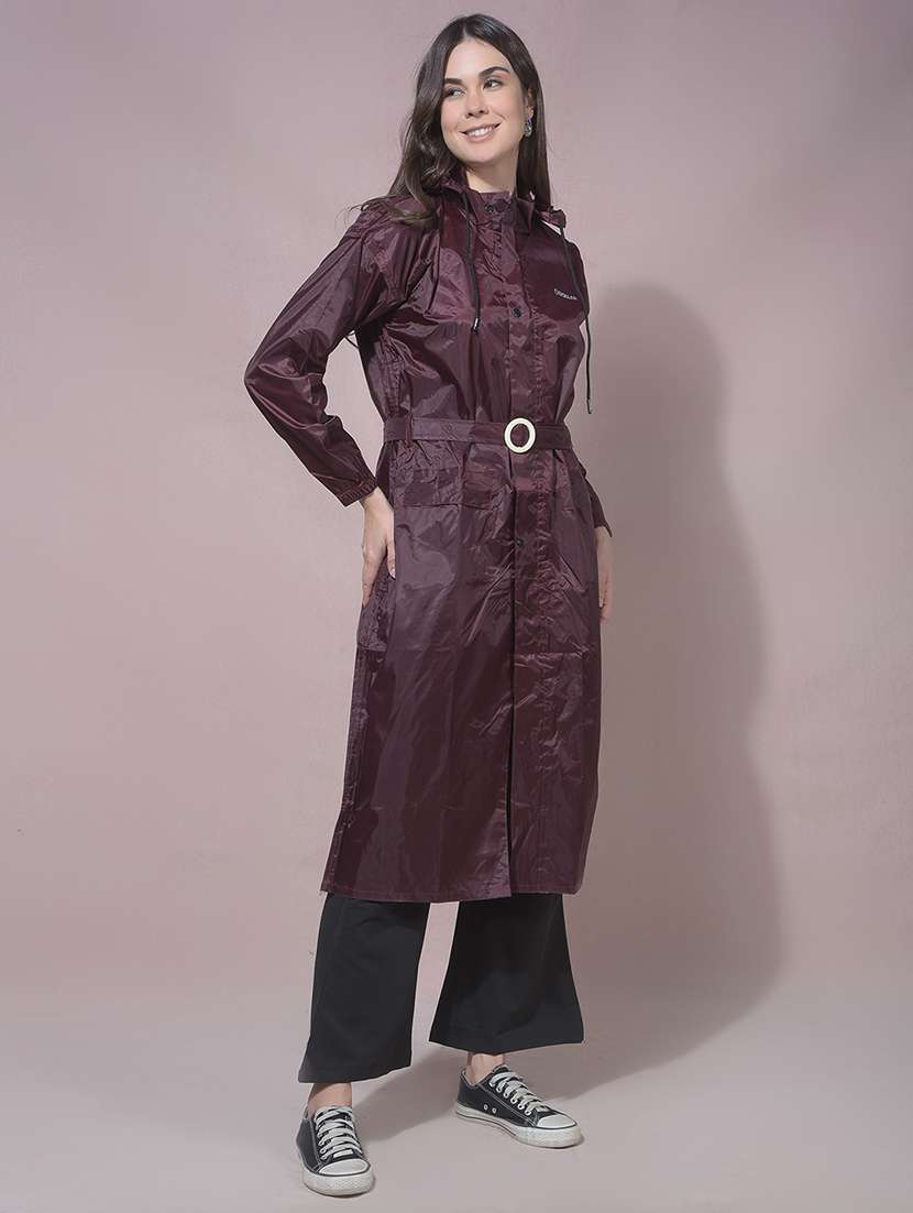 women solid long sleeves raincoat - 22557692 -  Standard Image - 2