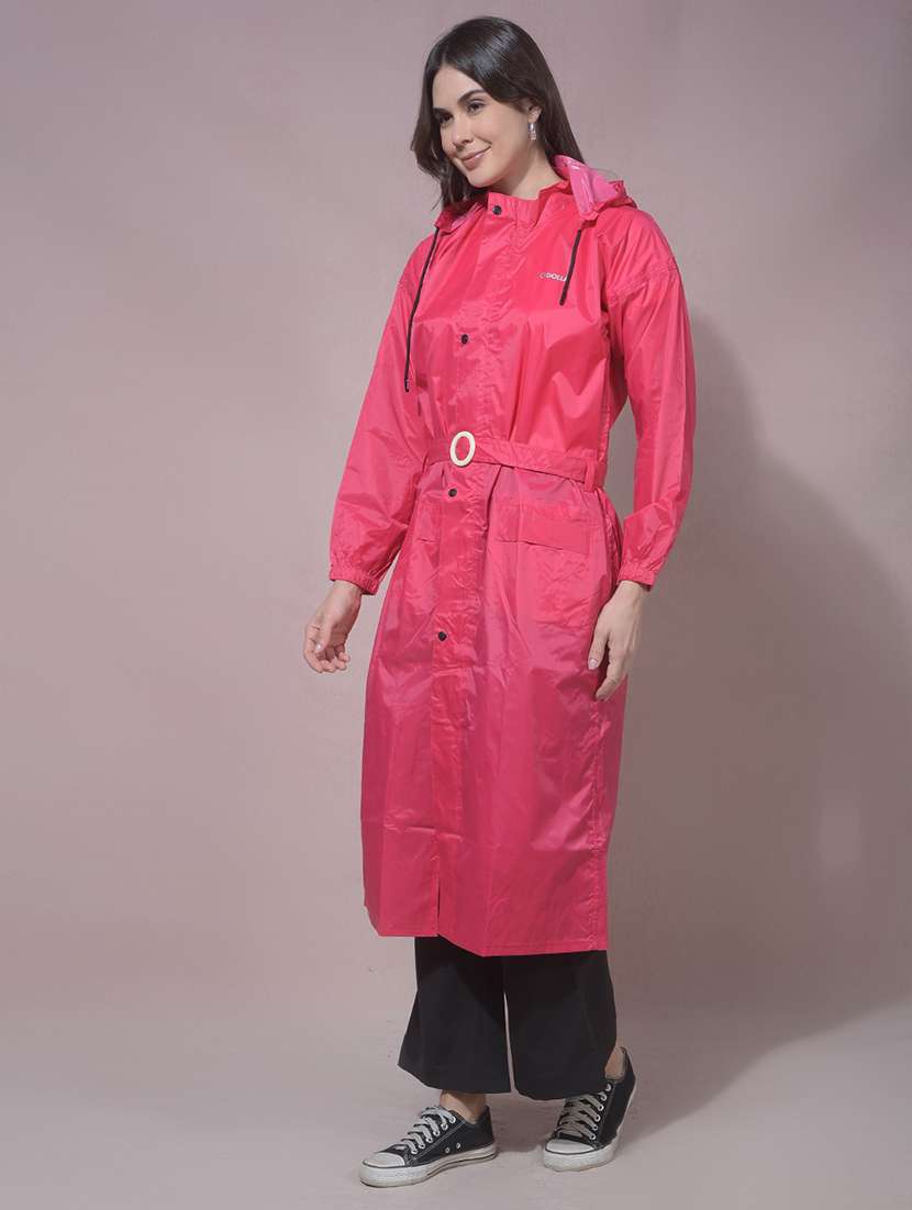 women solid long sleeves raincoat - 22557694 -  Standard Image - 2