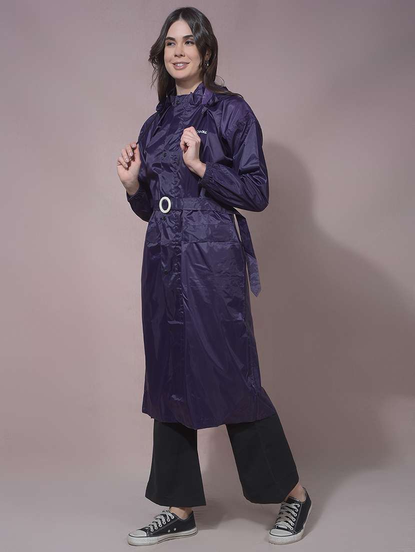 women solid long sleeves raincoat - 22557695 -  Standard Image - 2