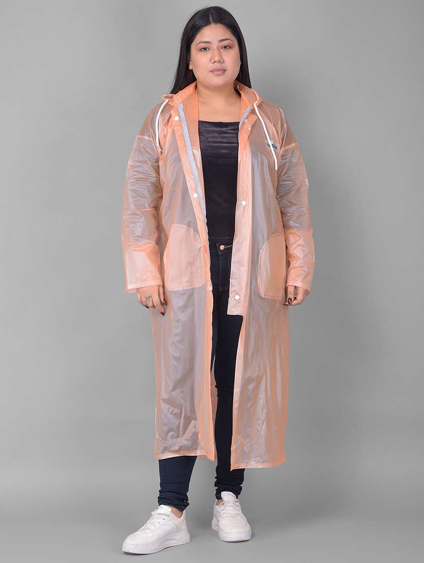 women self design long sleeves raincoat