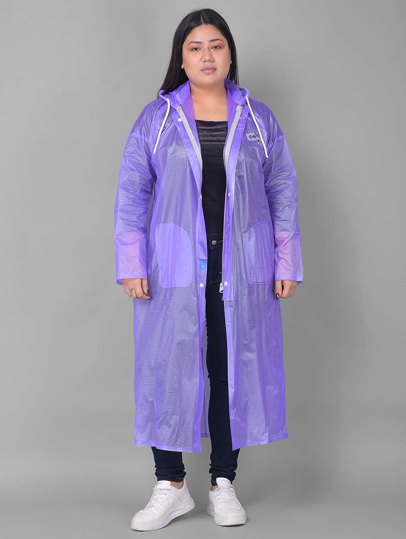 women self design long sleeves raincoat