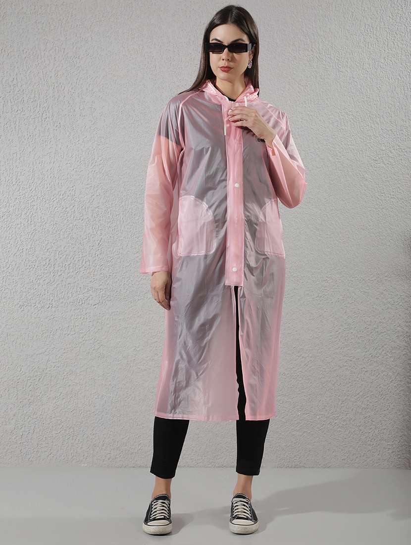women self design long sleeves raincoat