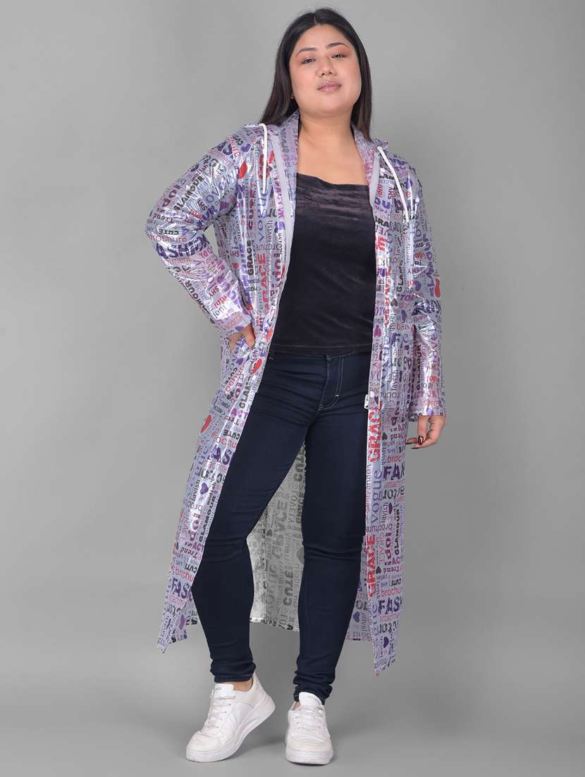 women printed long sleeves raincoat