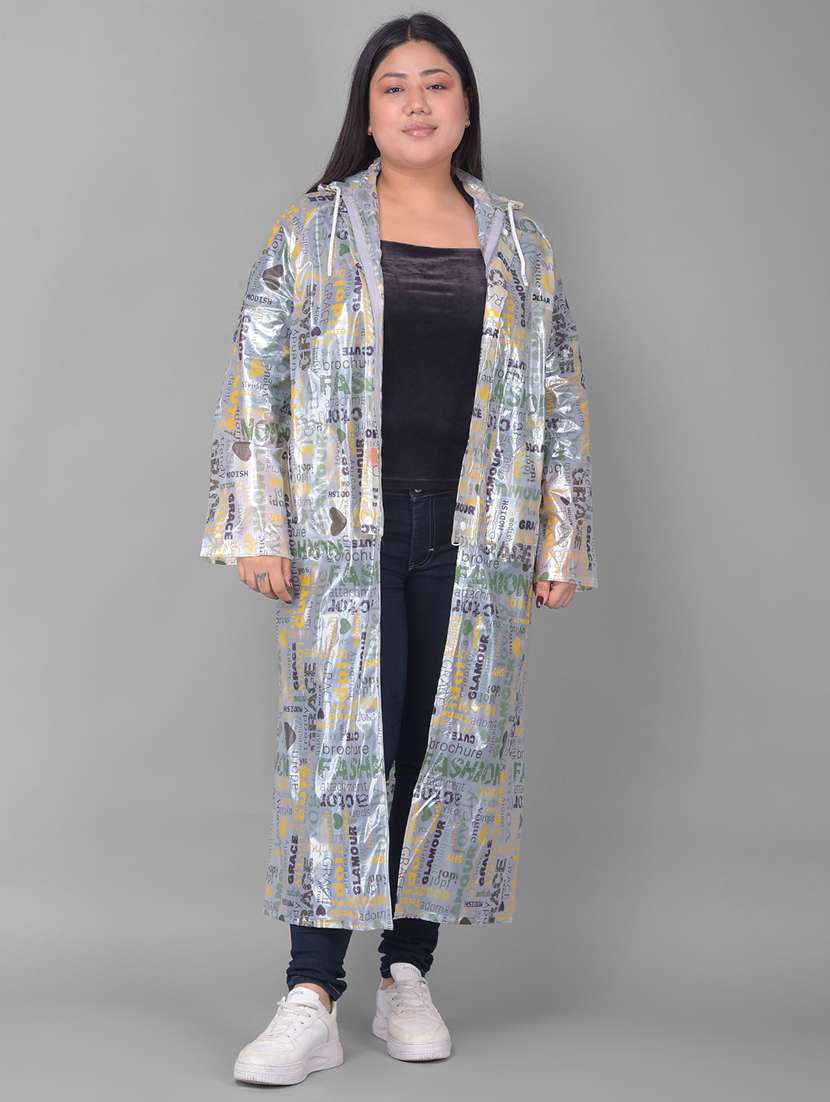 women printed long sleeves raincoat
