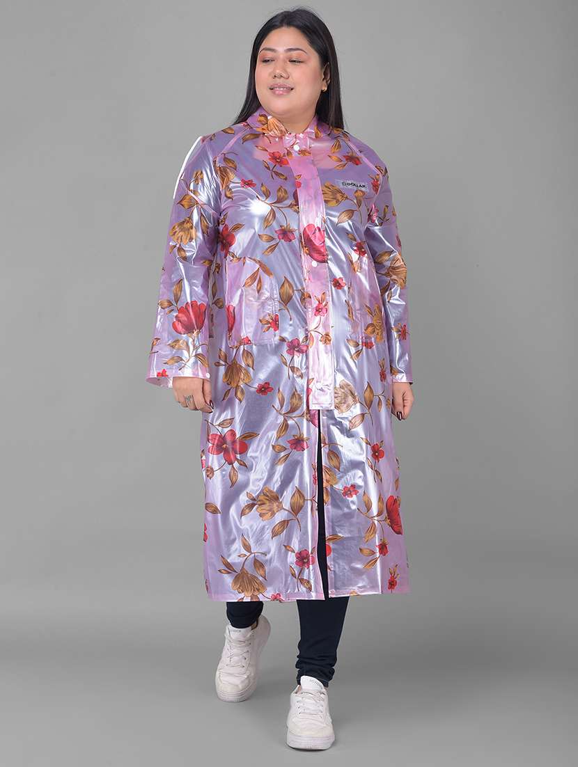 Women Printed Long Sleeves Raincoat - 22557777 -  Standard Image - 2