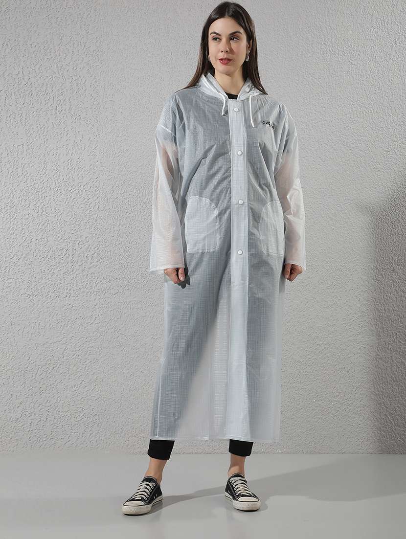 women self design long sleeves raincoat - 22557779 -  Standard Image - 2