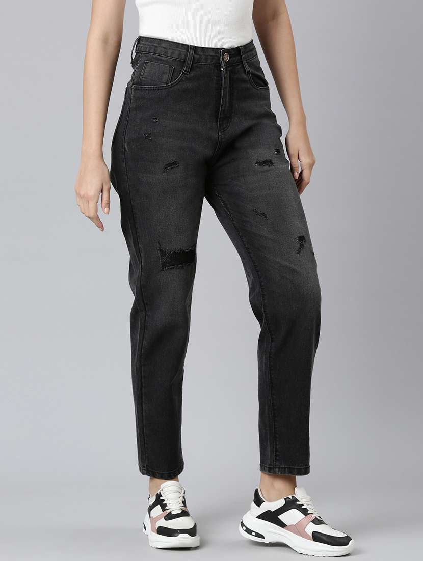 women distressed straight fit jeans - 22558215 -  Standard Image - 2