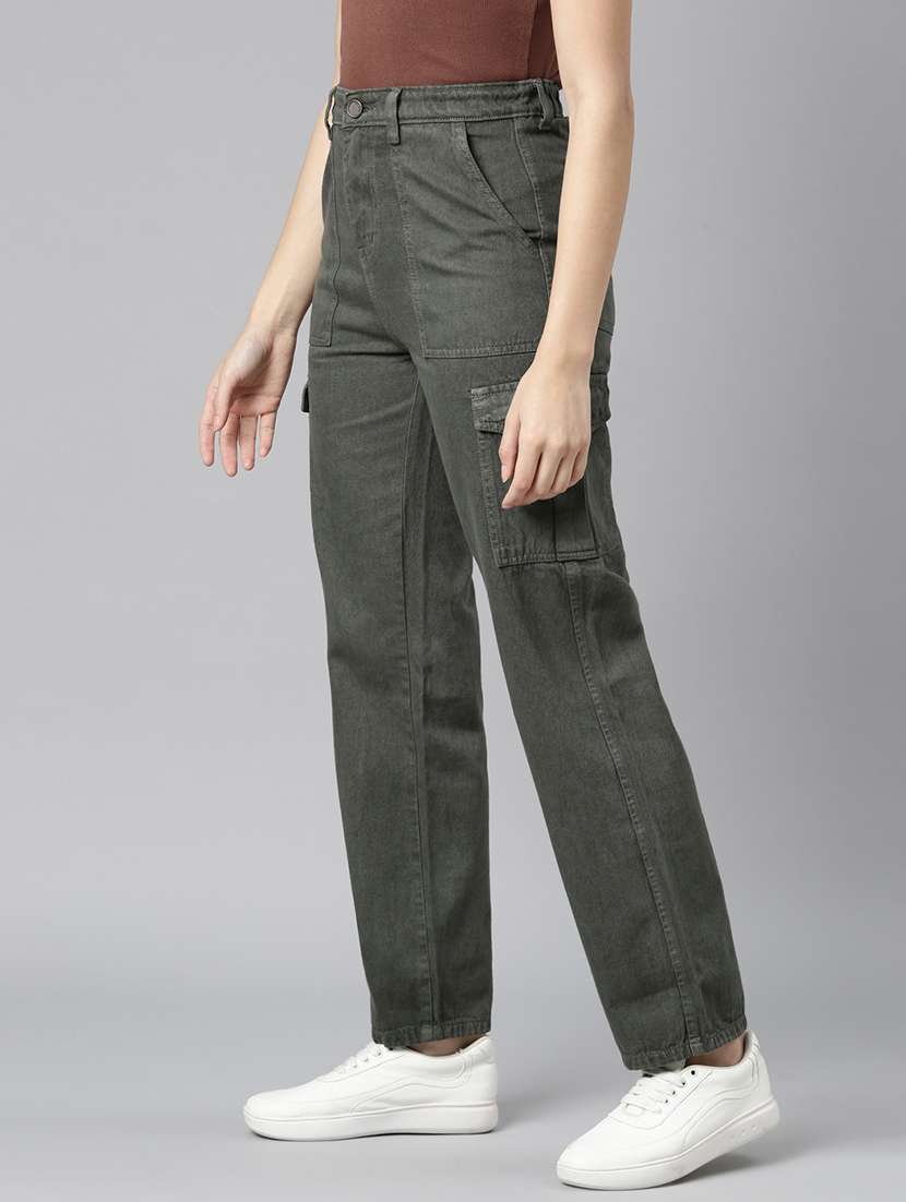 women solid high rise cargo pant - 22558221 -  Standard Image - 2