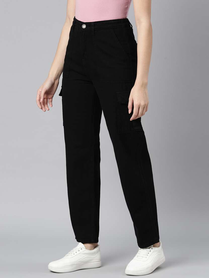 women solid mid rise cargo jeans - 22558222 -  Standard Image - 2