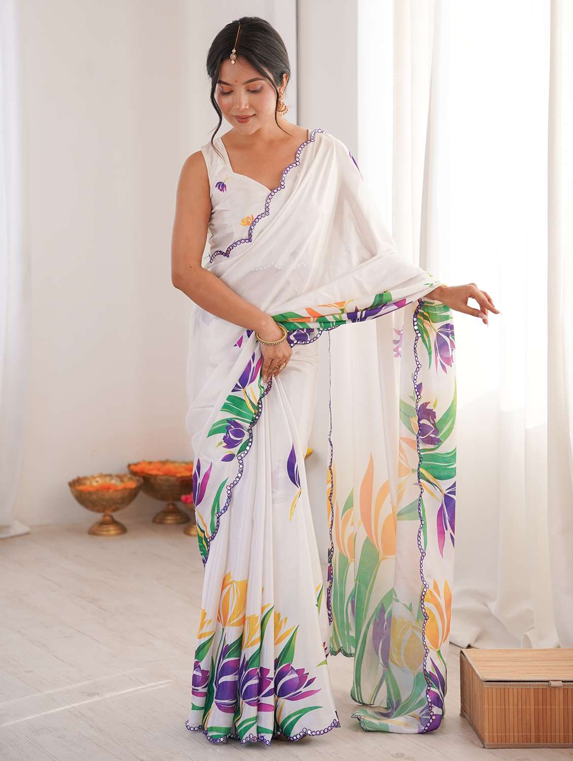 women printed casual wear saree with blouse - 22558239 -  Standard Image - 2