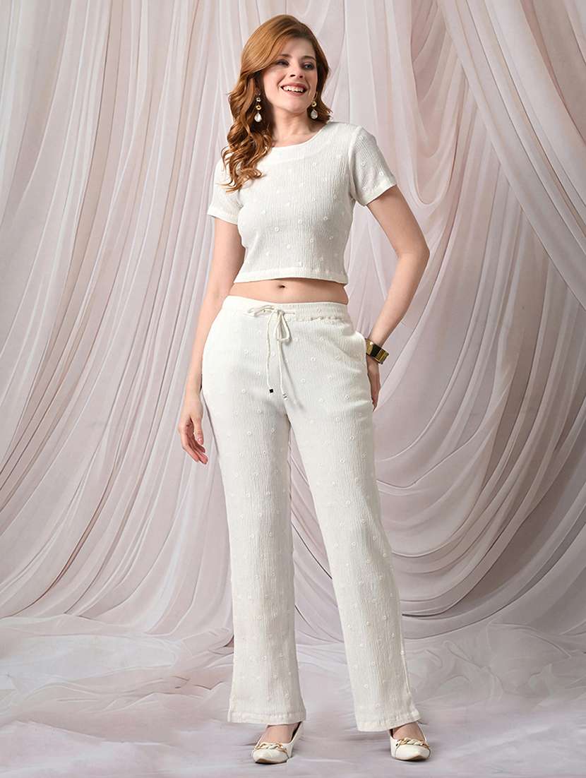 Women Embroidered Round Neck Top And Trouser Co-ord Set - 22558279 -  Standard Image - 2