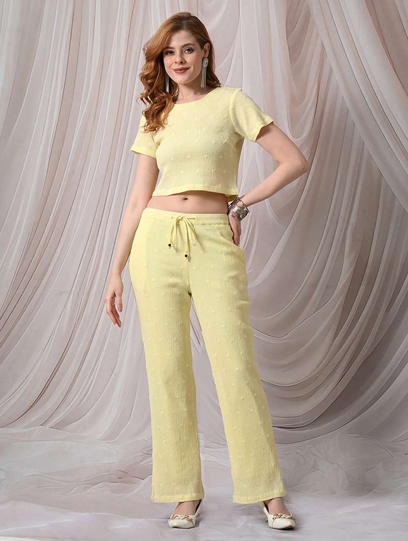 Women Embroidered Round Neck Top And Trouser Co-ord Set - 22558280 -  Standard Image - 2